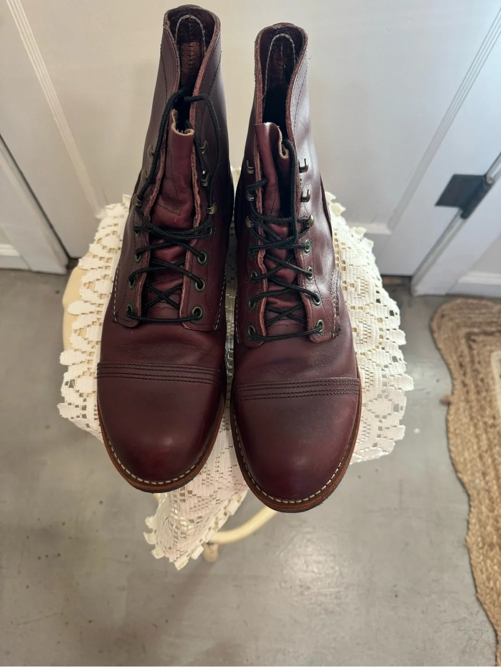 Red Wing Shoes Men's Burgundy Leather Lace-Up Work Boots